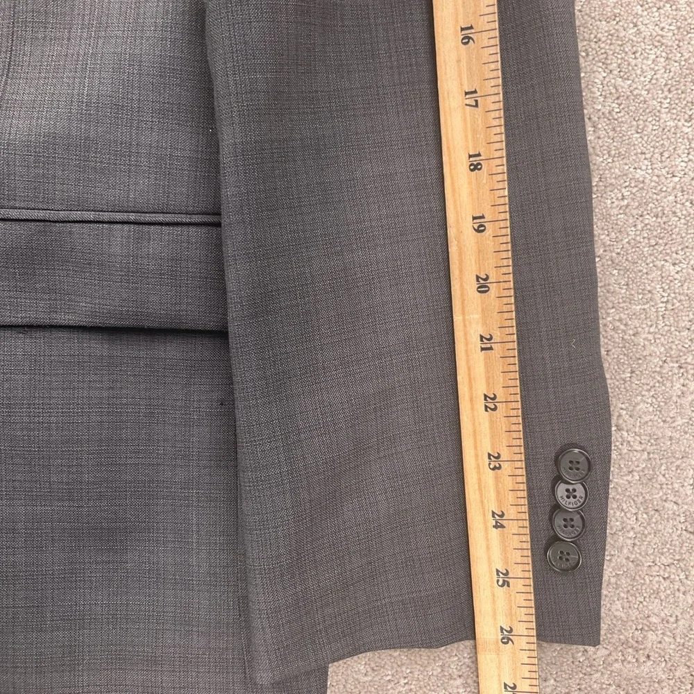 Tommy Hilfiger Suit Mens 46L 41W 31.5L Charcoal Gray Plaid Classic Neutral‎ Wool